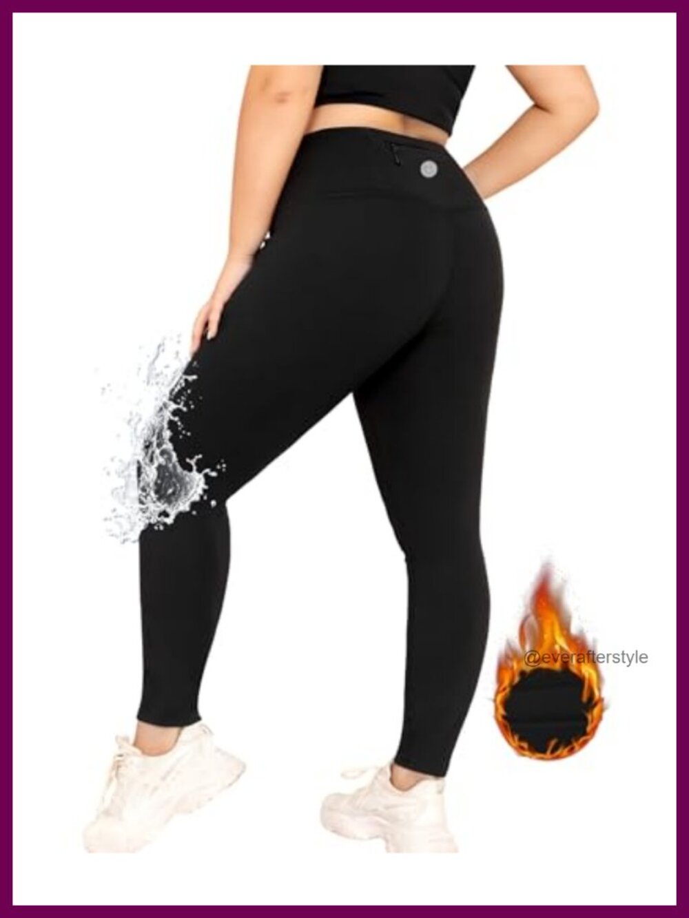 Plus Size Fleece Lined Water Resistant High Waisted Leggings with Pockets
